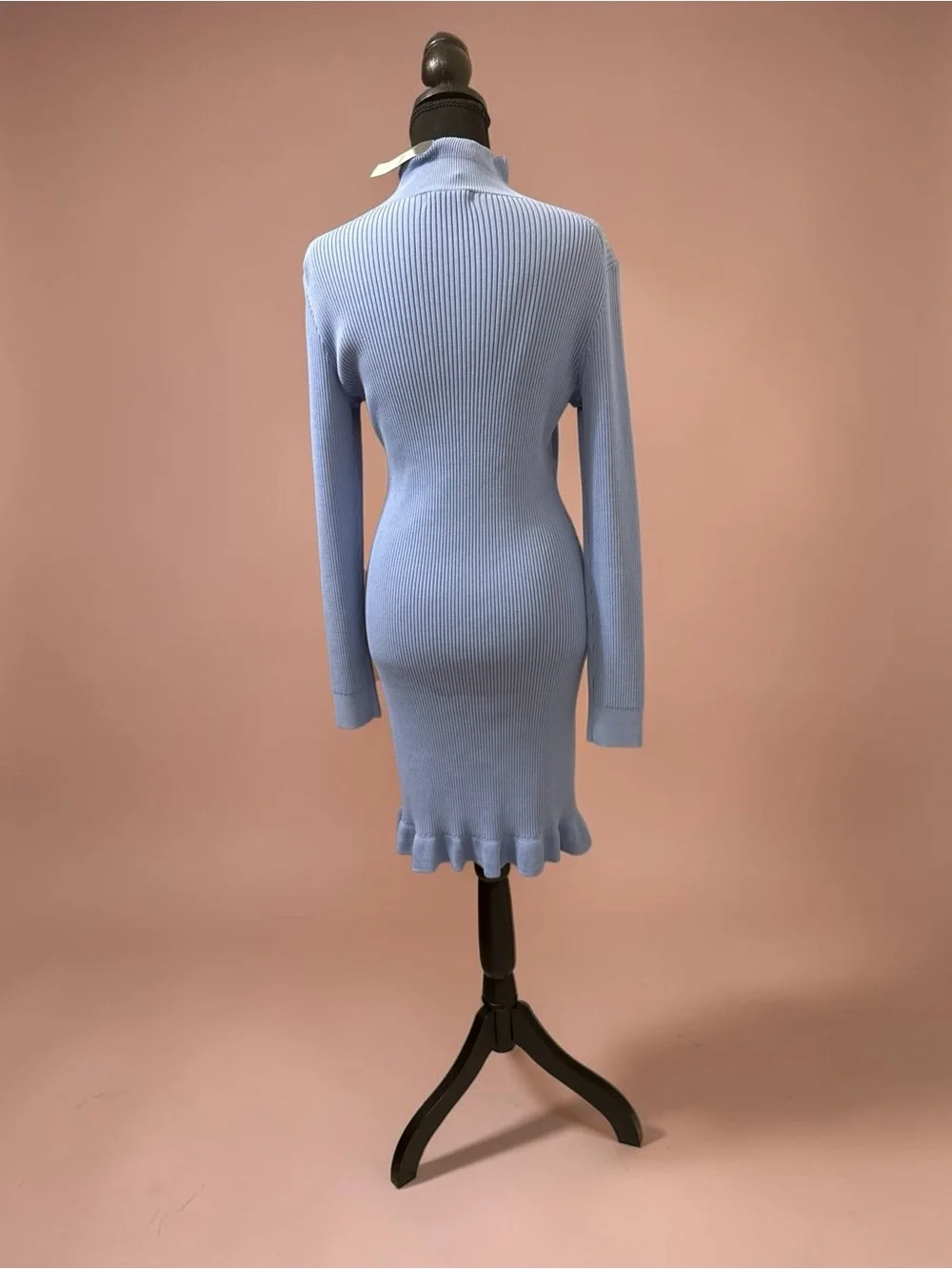 NWT J. Crew Supersculpt Ruffleneck Mini Sweater Dress, Size M, Blue